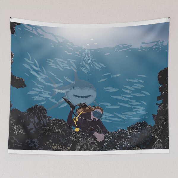 Item preview, Scuba Diver Shark Encounter designed and sold by Ngeblart.