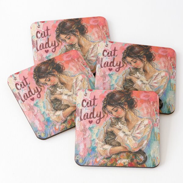 Item preview, Cat Lady Oil Painting Canvas Print – Expressive Woman Hugging Cat Fine Art Canvas Wall Art Cat Lover Gift designed and sold by IconicDesignsXd.