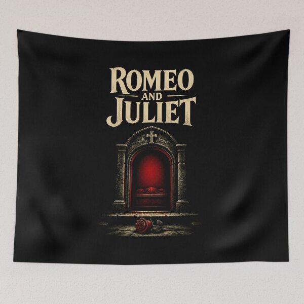 Item preview, Romeo and Juliet Tomb Tragedy Shakespeare Book Poster designed and sold by Fenay Designs.