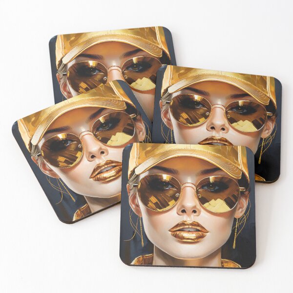Item preview, Portrait painting Popart glamour woman gold & black designed and sold by TYA - Take Your Art.