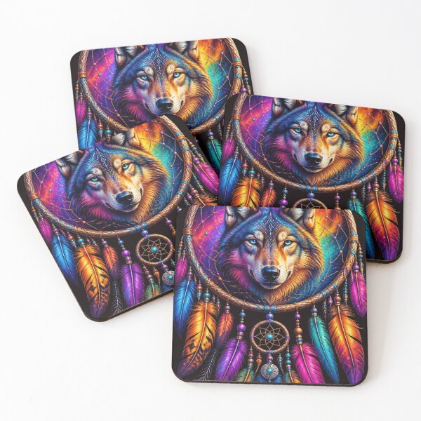 Item preview, Cosmic Wolf Dreamcatcher Colorful Nebula Art designed and sold by AgnesB77.