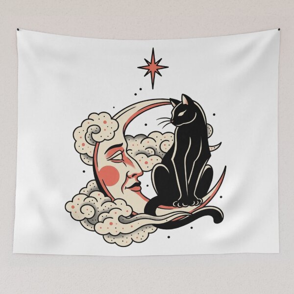 Item preview, Moon and cat of the tarot designed and sold by Mario-Mora-Art.