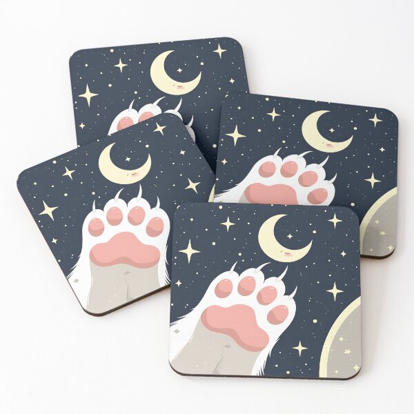 Item preview, Cute Cat Paw Reaching For The Moon Cosmic Aesthetic Art designed and sold by RareVisuals.