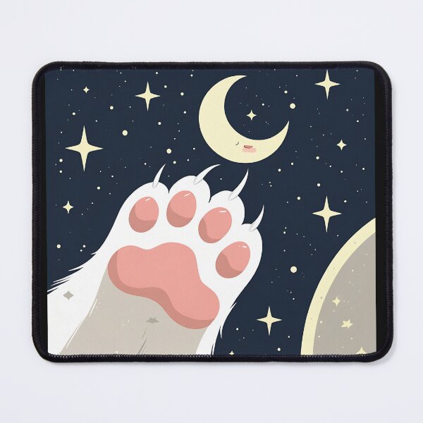 Item preview, Cute Cat Paw Reaching For The Moon Cosmic Aesthetic Art designed and sold by RareVisuals.