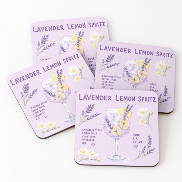 Item preview, Lavender Lemon Spritz Watercolor Cocktail Recipe designed and sold by BeataPrint.