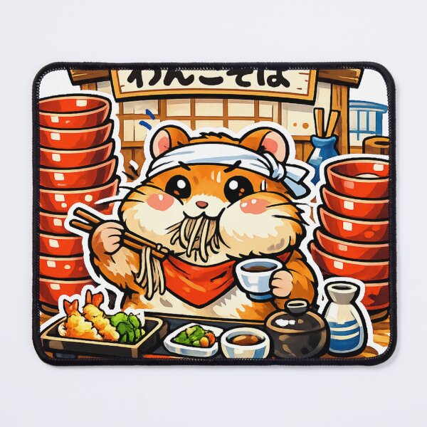 Item preview, Wanko Soba Challenge Hamster Sticker – Cute Japanese Foodie Anime Design designed and sold by kawaii animal store (in Japan).