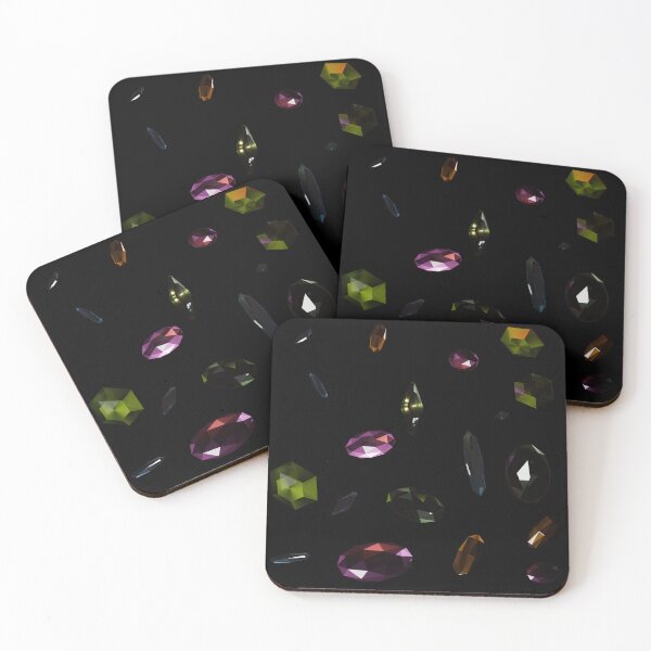 Item preview, Colorful Gemstone Crystals on Black Background designed and sold by Eringium.