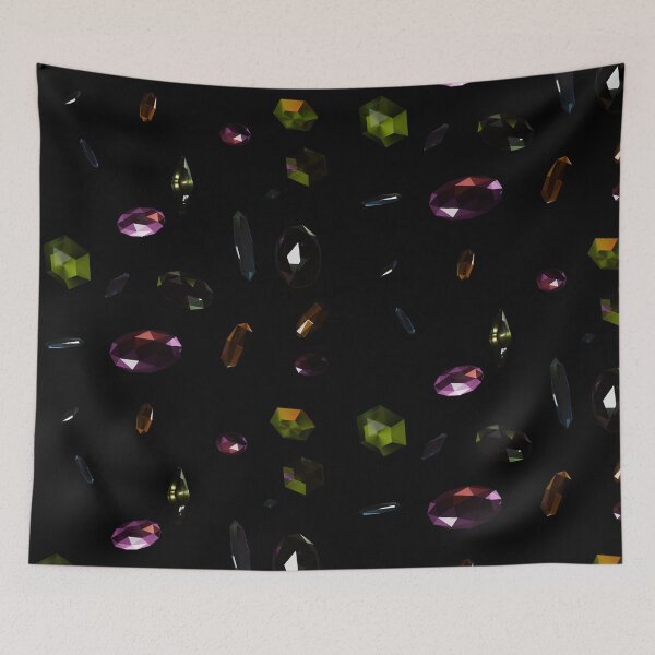 Item preview, Colorful Gemstone Crystals on Black Background designed and sold by Eringium.