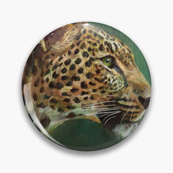 Item preview, Portrait painting side view leopard in natural colors on green background  designed and sold by TYA - Take Your Art.