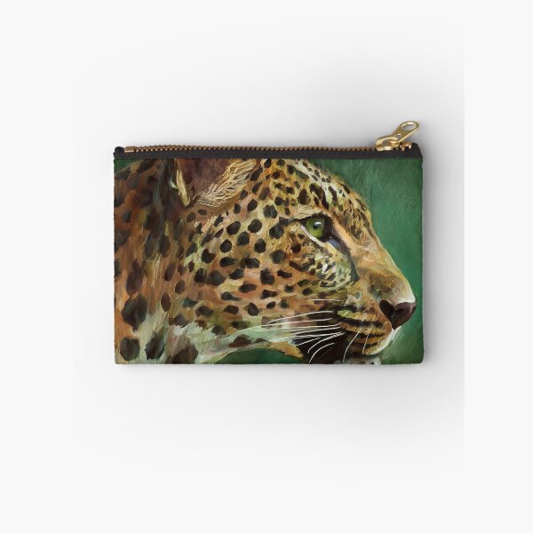 Item preview, Portrait painting side view leopard in natural colors on green background  designed and sold by TYA - Take Your Art.