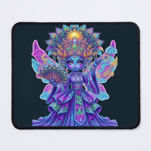 Item preview, Psychedelic Neon Chinese Cat Queen Art designed and sold by ChaEmm_Studio.