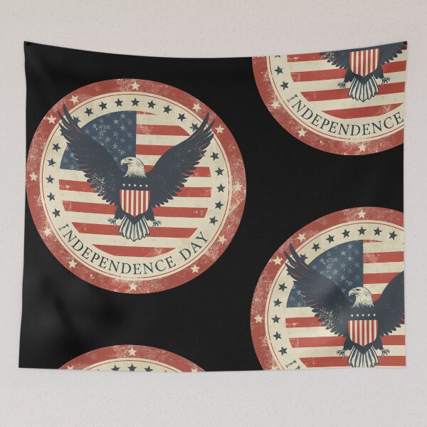 Item preview, Vintage Independence Day Bald Eagle Patriotic American Flag designed and sold by QuirkyCloud Designs.