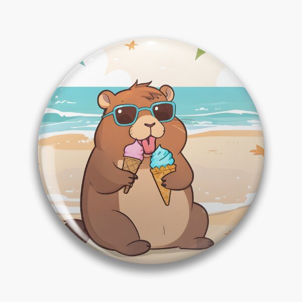 Item preview, Beach Capybara — Summer Ice Cream Kawaii Sticker designed and sold by tommysworks.