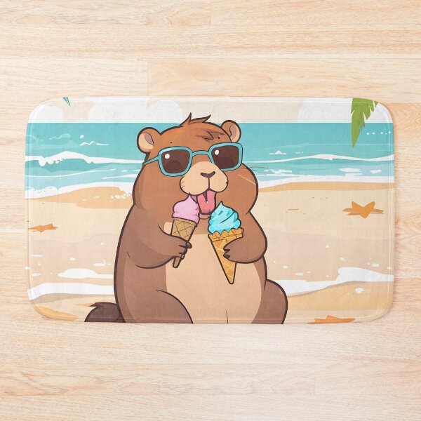 Item preview, Beach Capybara — Summer Ice Cream Kawaii Sticker designed and sold by tommysworks.