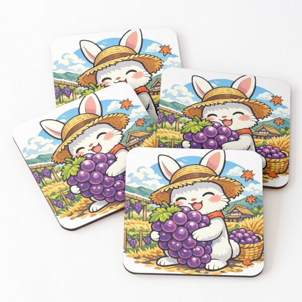 Item preview, Kawaii Rabbit Grape Harvest Sticker – Japanese Countryside Vineyard Bunny Anime Design designed and sold by kawaii animal store (in Japan).