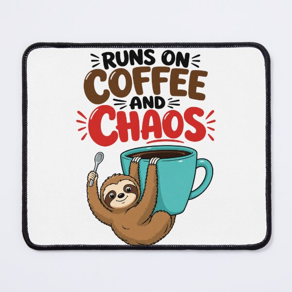 Item preview, Runs On Coffee And Chaos Funny Sloth designed and sold by Inovo13.