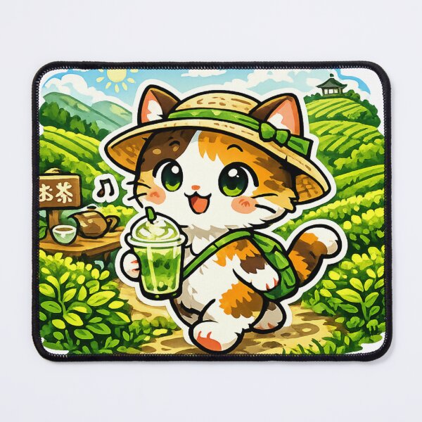 Item preview, Matcha Tea Fields Cat Sticker – Kawaii Japanese Tea Culture Cafe Aesthetic Anime Cat Design designed and sold by kawaii animal store (in Japan).