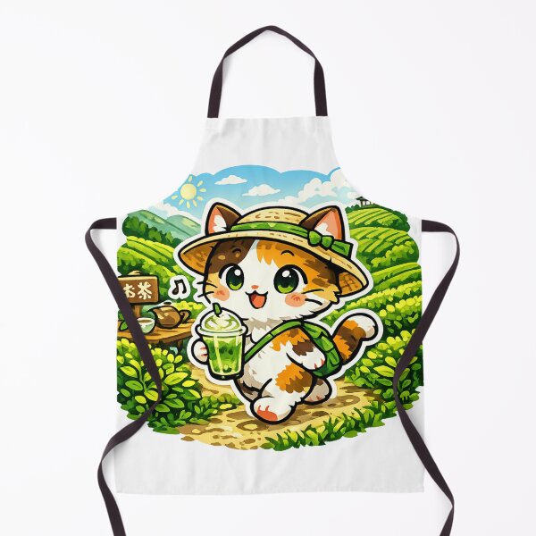 Item preview, Matcha Tea Fields Cat Sticker – Kawaii Japanese Tea Culture Cafe Aesthetic Anime Cat Design designed and sold by kawaii animal store (in Japan).