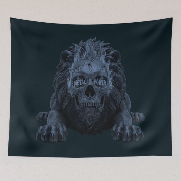 Item preview, Metalpower - flaming lion with skull Heavymetal designed and sold by Segasprojects.