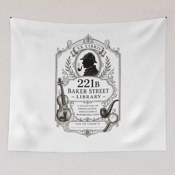 Item preview, Ex Libris 221B Baker Street Library Sherlock Holmes Bookplate Art designed and sold by Fenay Designs.