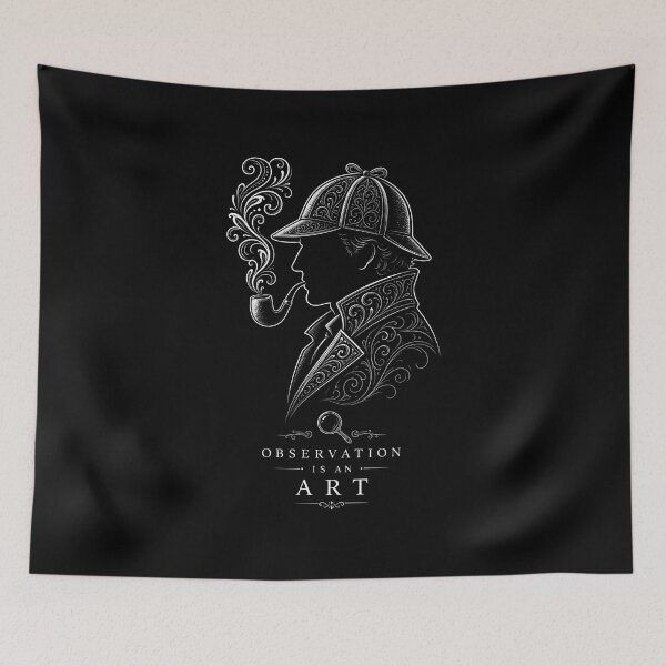 Item preview, Observation Is An Art Sherlock Holmes Ornate Filigree Profile designed and sold by Fenay Designs.