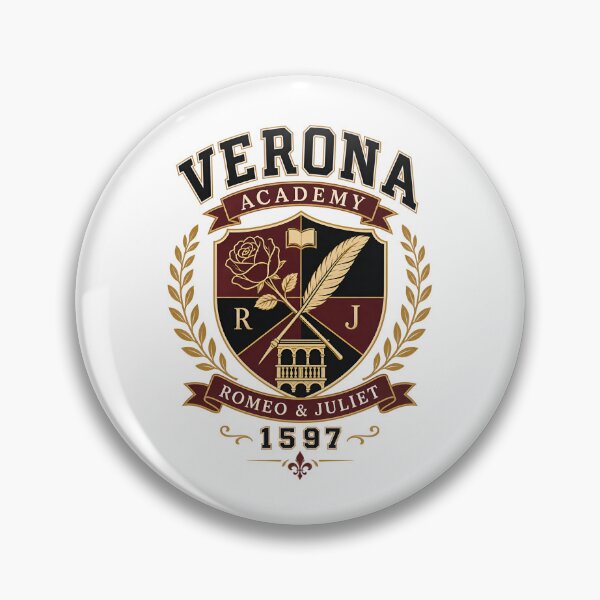 Item preview, Romeo and Juliet Verona Academy Dark Academia Crest Badge designed and sold by Fenay Designs.