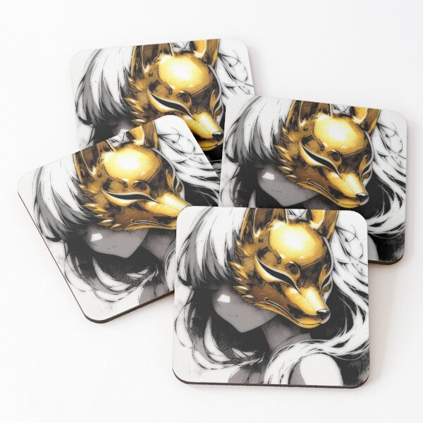 Item preview, Golden Fox Mask, Anime Kitsune Portrait designed and sold by Amber Sky Creations.