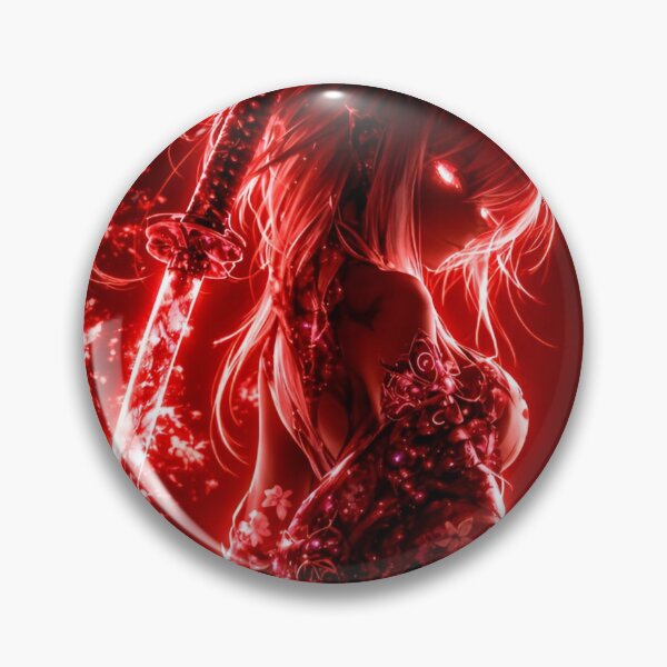 Item preview, Crimson Oni Samurai Anime Girl | Red Aesthetic Demon Warrior Katana Art Print designed and sold by Dyan4.