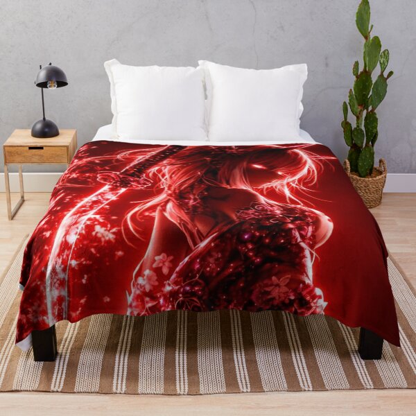 Item preview, Crimson Oni Samurai Anime Girl | Red Aesthetic Demon Warrior Katana Art Print designed and sold by Dyan4.