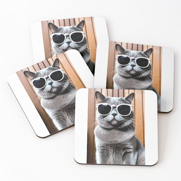 Item preview, Animals - Grey Cat with Sunglasses, Archetype of the Internet Meme Cool Cat designed and sold by DoodyPets.