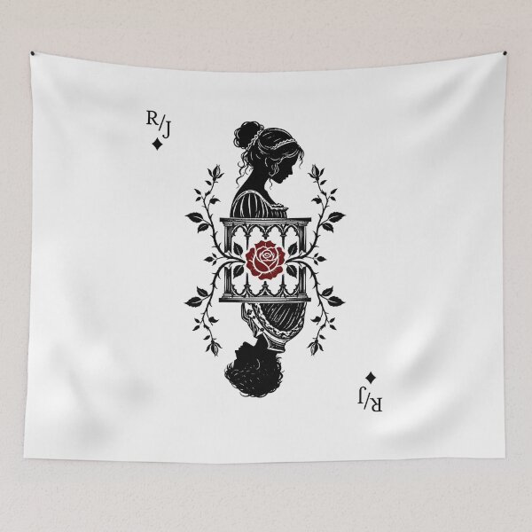 Item preview, Romeo and Juliet Playing Card Silhouette Red Rose Art designed and sold by Fenay Designs.