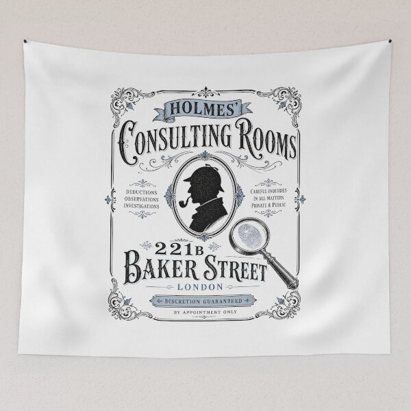 Item preview, Holmes Consulting Rooms 221B Baker Street Ornate Sign Art designed and sold by Fenay Designs.