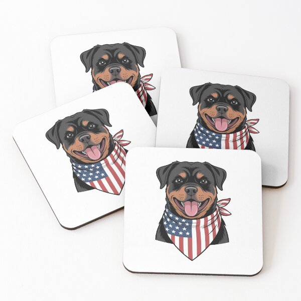Item preview, Rottweiler Wearing American Flag Bandana designed and sold by Canvas-Whispers.