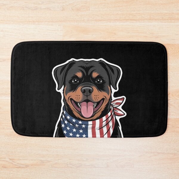 Item preview, Rottweiler Wearing American Flag Bandana designed and sold by Canvas-Whispers.