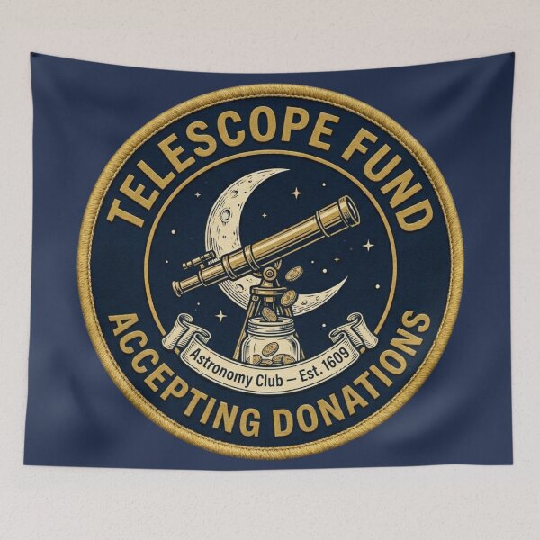 Item preview, Telescope Fund Accepting Donations Funny Astronomy Badge designed and sold by CalmCapy Co.