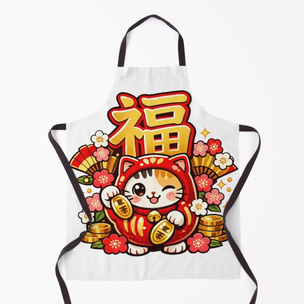 Item preview, Lucky Fuku Cat Daruma Sticker – Japanese Good Fortune Kawaii Design designed and sold by kawaii animal store (in Japan).