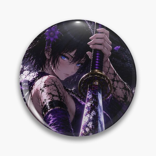 Artikelvorschau, Schattenraben-Samurai-Anime-Mädchen | Düstere Fantasy-Katana-Kriegerin, lila-gotische Kunst entworfen und verkauft von Dyan4.