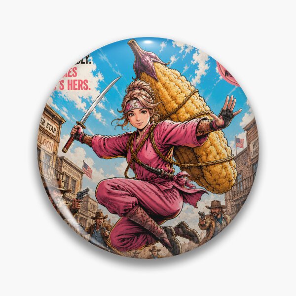 Item preview, Tempura Ninja Girl – Wild West | Crispy Ninja vs Cowboys | Japanese Food Hero Western designed and sold by Japan Cyberpunk Universe & Surreal Characters.