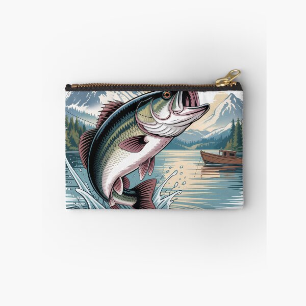 Item preview, umping Bass Fishing Design – Mountain Lake Angler Adventure Illustration designed and sold by LinaDesign Store.