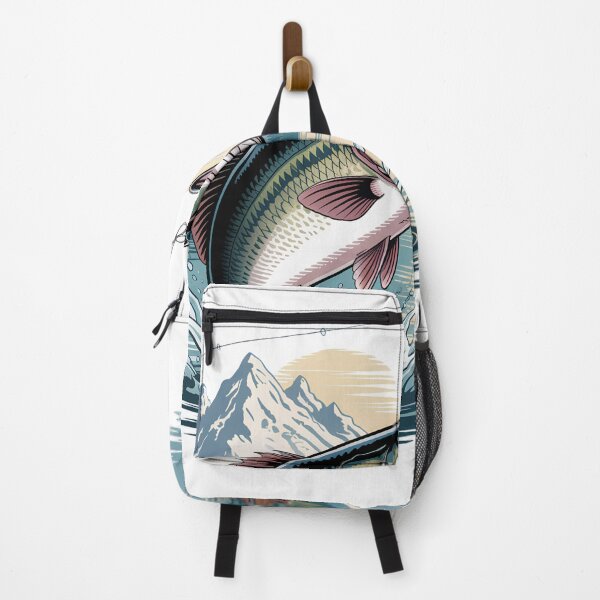 Item preview, umping Bass Fishing Design – Mountain Lake Angler Adventure Illustration designed and sold by LinaDesign Store.