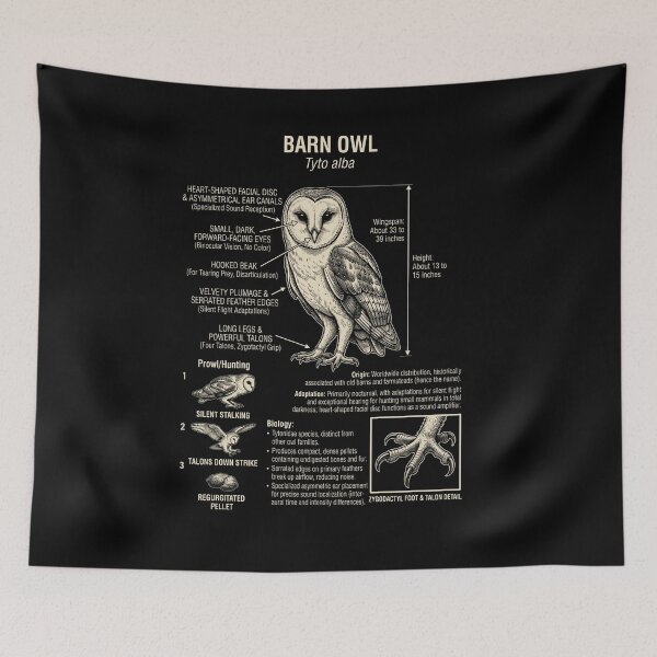 Item preview, Barn Owl Scientific Anatomy Ornithology Animal Lover designed and sold by Kimberley King Art  King Art.