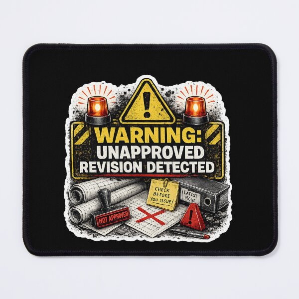Item preview, Warning Unapproved Revision Detected Funny BIM Manager Design designed and sold by Arch4Design.