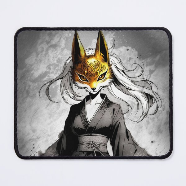 Item preview, Golden Kitsune, Anime Fox Spirit in Black Kimono designed and sold by Amber Sky Creations.