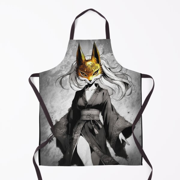 Item preview, Golden Kitsune, Anime Fox Spirit in Black Kimono designed and sold by Amber Sky Creations.