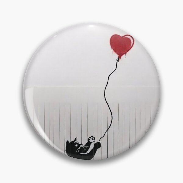 Item preview, Black Cat & Heart Balloon – Minimalist Street Art Love Design designed and sold by BlackCat Vibe.