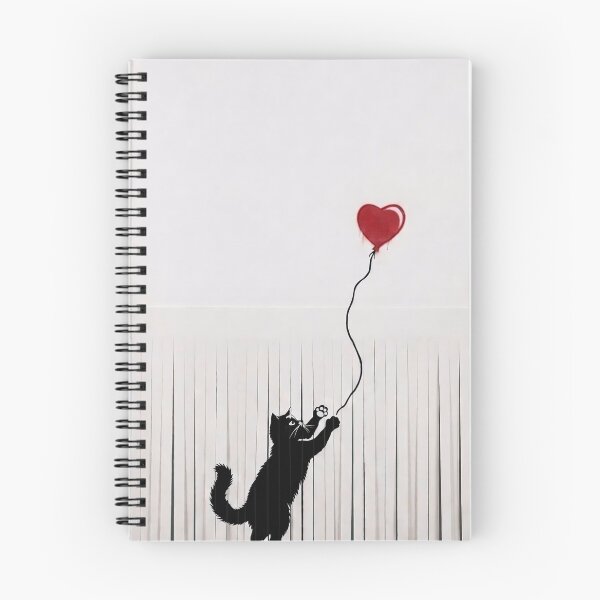 Item preview, Black Cat & Heart Balloon – Minimalist Street Art Love Design designed and sold by BlackCat Vibe.