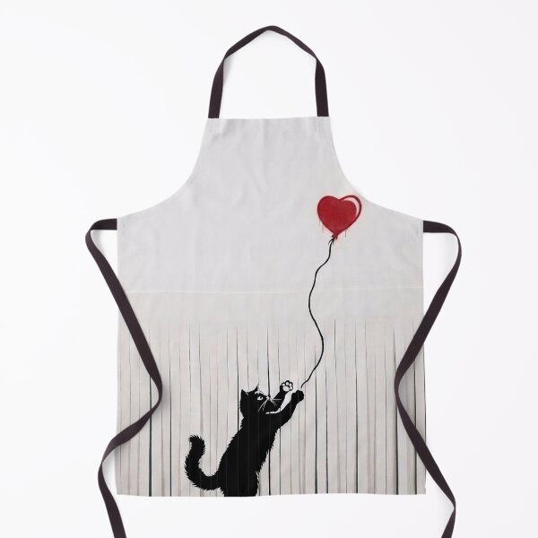 Item preview, Black Cat & Heart Balloon – Minimalist Street Art Love Design designed and sold by BlackCat Vibe.