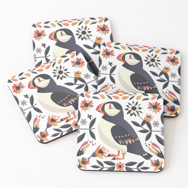 Item preview, Scandinavian Folk Art, Floral Puffin designed and sold by xiao xuans.