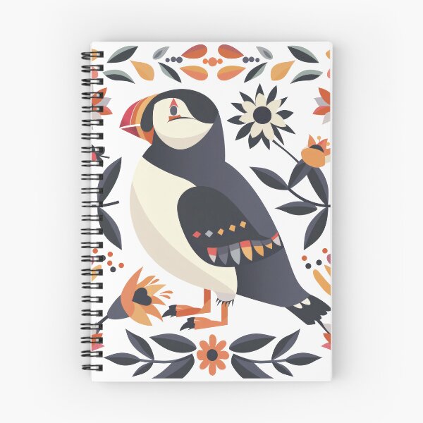 Item preview, Scandinavian Folk Art, Floral Puffin designed and sold by xiao xuans.