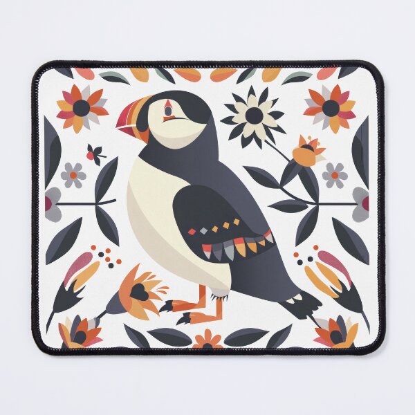 Item preview, Scandinavian Folk Art, Floral Puffin designed and sold by xiao xuans.